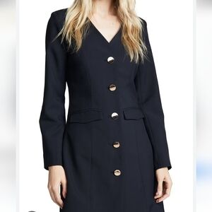 J.O.A. Coat Dress Gold Buttons Lined Size L Button Front with Pockets Retro